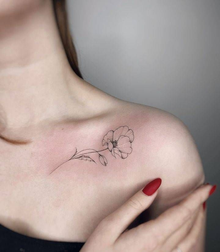 Poppy or wildflower mix across shoulder blade