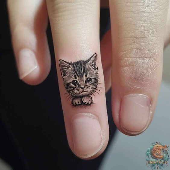 Cat outline on finger