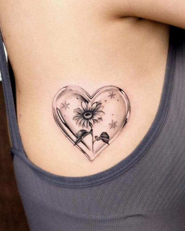 Heart outline on the rib or hip