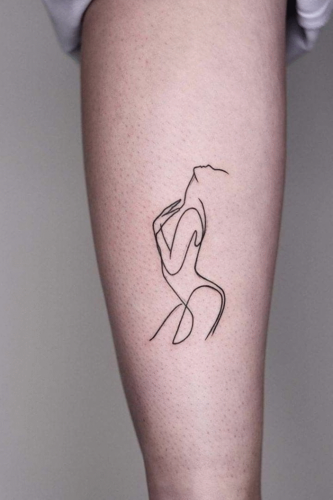 Female body silhouette in line art